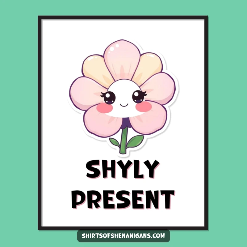 Funny Shy Flower Smile Digital Art: Instant Download for Gentle Decor