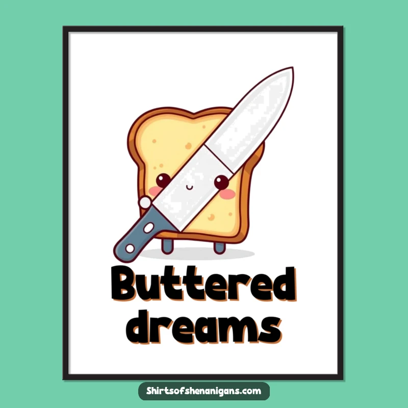 Funny Shy Toast Digital Art - Printable Cute Peeking Foodie Decor