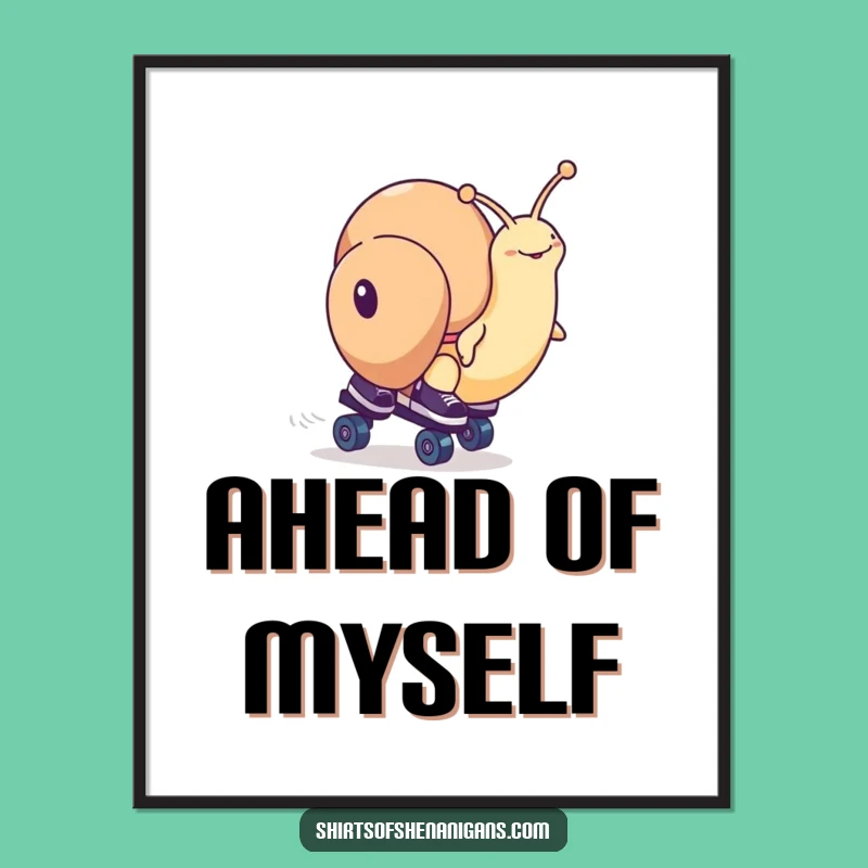 Funny Snail Roller Skates Digital Art - Hilarious Race Scene for Instant Laughs