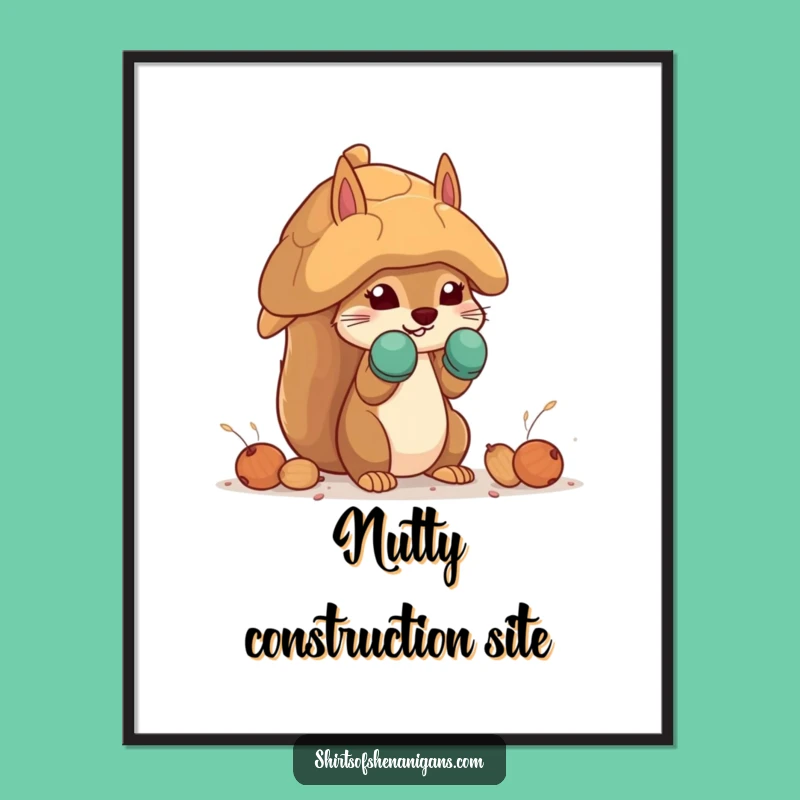 Funny Squirrel Mittens Digital Art: Nut House Print Gift