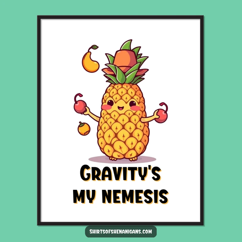 Funny Juggling Pineapple Digital Art: Instant humorous fruit decor, the perfect funny gift for wall art.