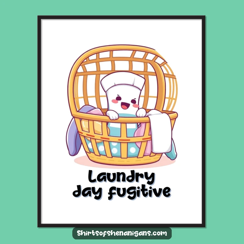 Funny Giggling Sock Digital Art: Instant laundry humor, escape design, perfect funny gift for walls.