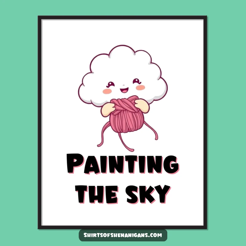 Funny Knitting Cloud Digital Art: Cheerful Craft Download, Perfect Funny Gift