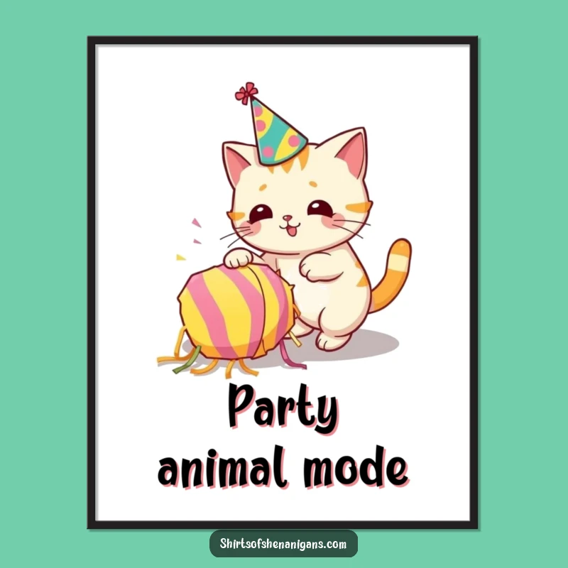 Funny Cat Party Digital Art: Piñata Chaos Instant Funny Gift