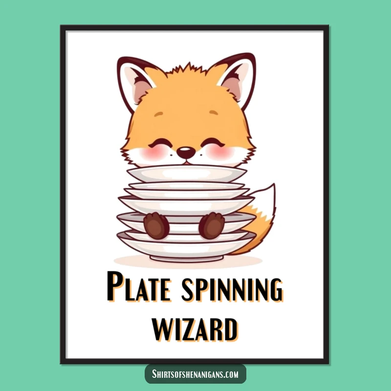 Funny Fox Digital Art: Instant Cute Balancing Cub Decor for Animal Lovers