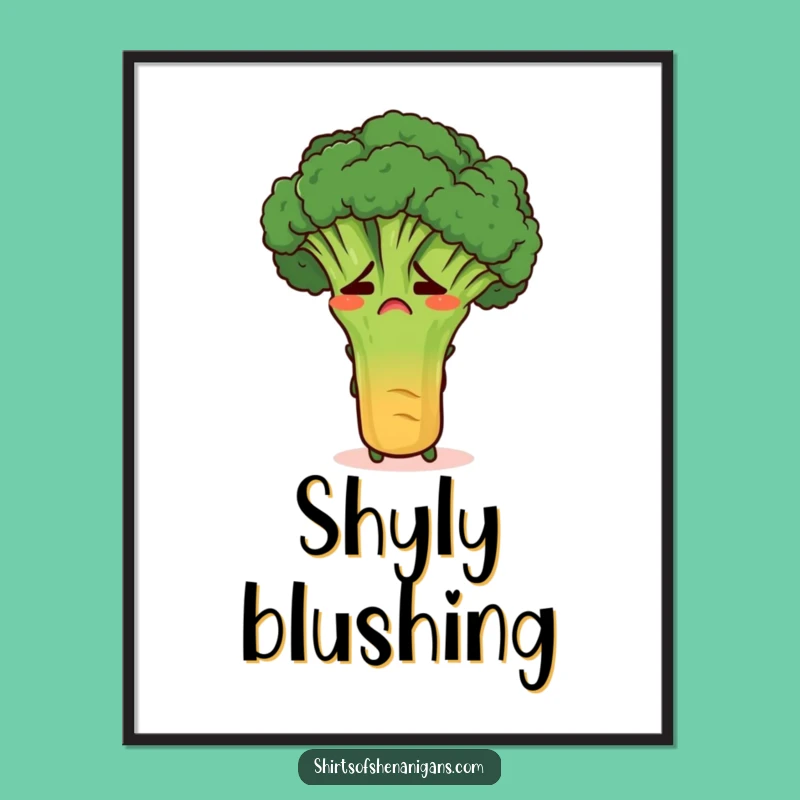 Funny Broccoli Digital Art: Embarrassed Veggie Print, Hilarious Instant Download Gift