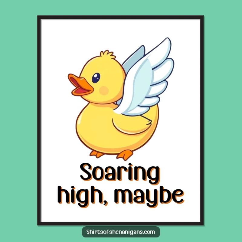 Funny Rubber Duck Flying Attempt Digital Art - Instant Whimsical Decor