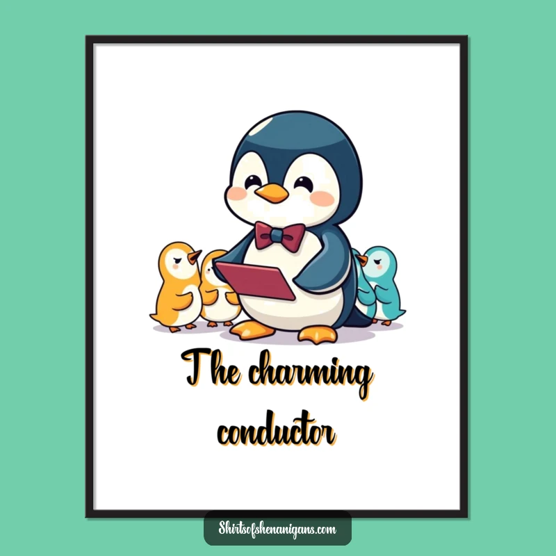 Funny Penguin Conductor Digital Art Print: Bring Squeaky Harmony Home Instantly!