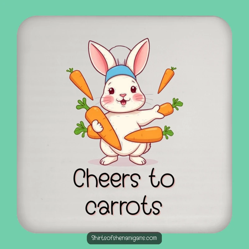 Funny Rabbit Chef Hat Carrot Juggling Coaster - Protect Surfaces Flair