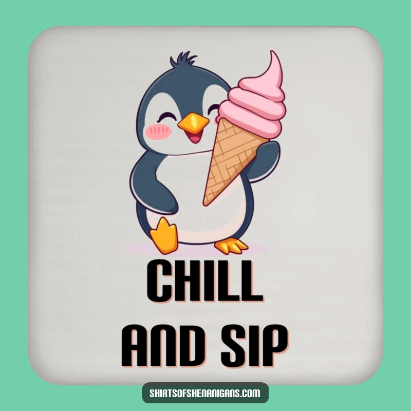 Funny Giddy Penguin Coaster - Cheerful Protection for Sweet Moments