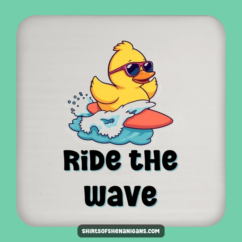 Cool Funny Surfing Duck Drink Coaster: Protect Surfaces with Beachy Vibes!