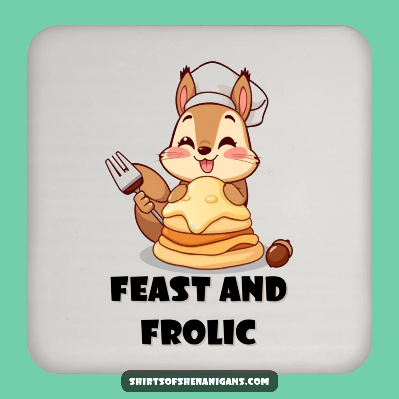 Funny Squirrel Chef Coaster - Acorn Pancake Drink Protection Gift