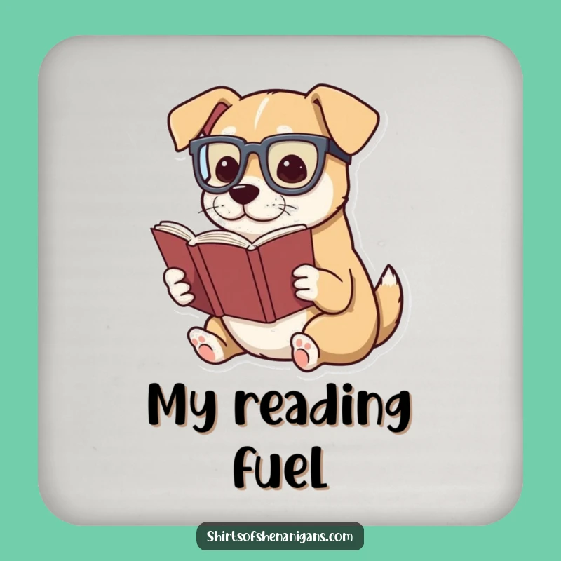 Funny Bookish Coaster: Dog Reader for Tabletop Funny Gift