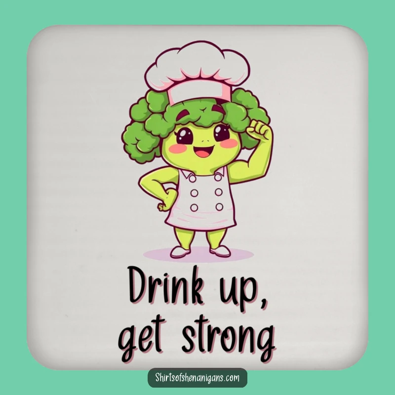 Funny Broccoli Chef Coaster: Strong Veggie Protection, Unique Funny Gift
