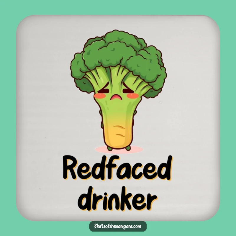 Funny Broccoli Coaster Set: Embarrassed Veggie Drink Protection, Hilarious Housewarming Gift