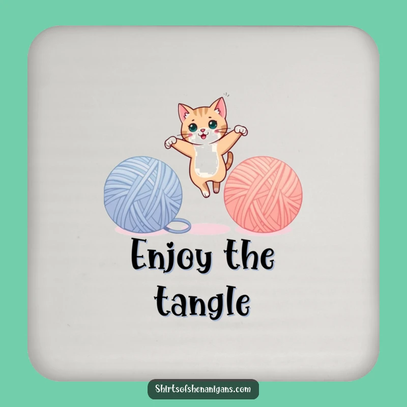 Funny Cat Yarn Coaster - Protect Surfaces with Playful Charm