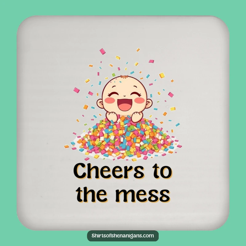 Funny Giggling Confetti Drink Coaster: Protect Surfaces with This Festive Decor