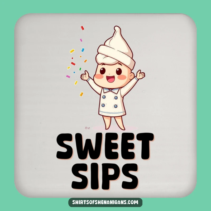 Funny Ice Cream Chef Coaster - Juggling Sprinkles Drink Protection Gift