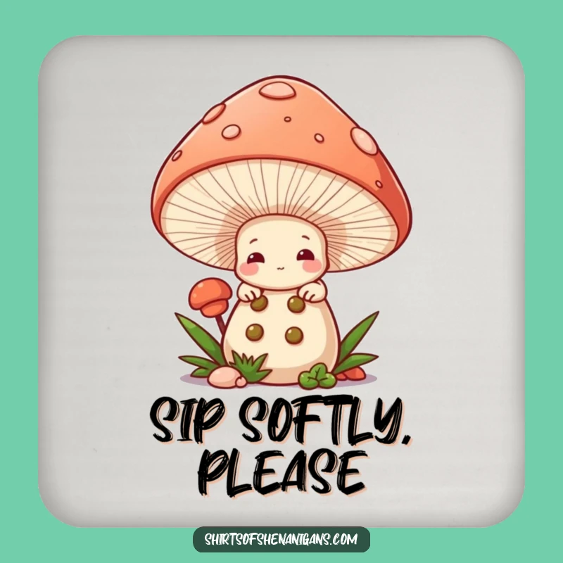 Funny Mushroom Chef Coaster: Shy Baker Surface Protection, Unique Funny Gift