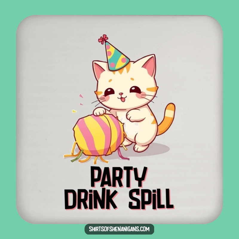 Funny Party Mishap Coaster: Cat Piñata Knockover for Table Funny Gift