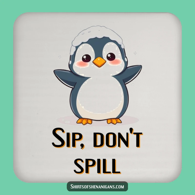 Funny Penguin Baking Coaster: Clumsy Flour Mess, Protect Surfaces with Humor!