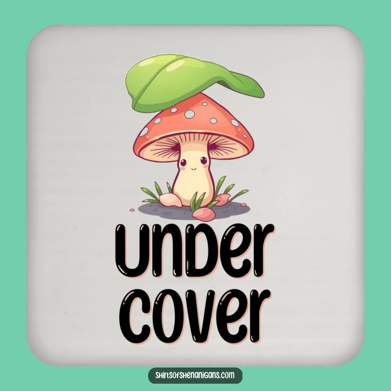 Funny Shy Mushroom Coaster Set: Cute Fungi Drink Protection, Perfect Humorous Gift