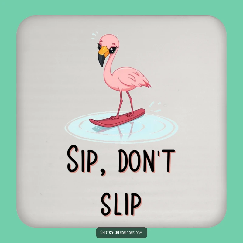 Funny Startled Flamingo Coaster - Hilarious Protection for Water Ski Moments