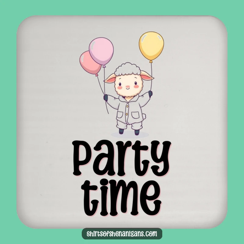 Funny Sheep Pajamas Balloon Herding Coaster - Protect Surfaces Whimsy