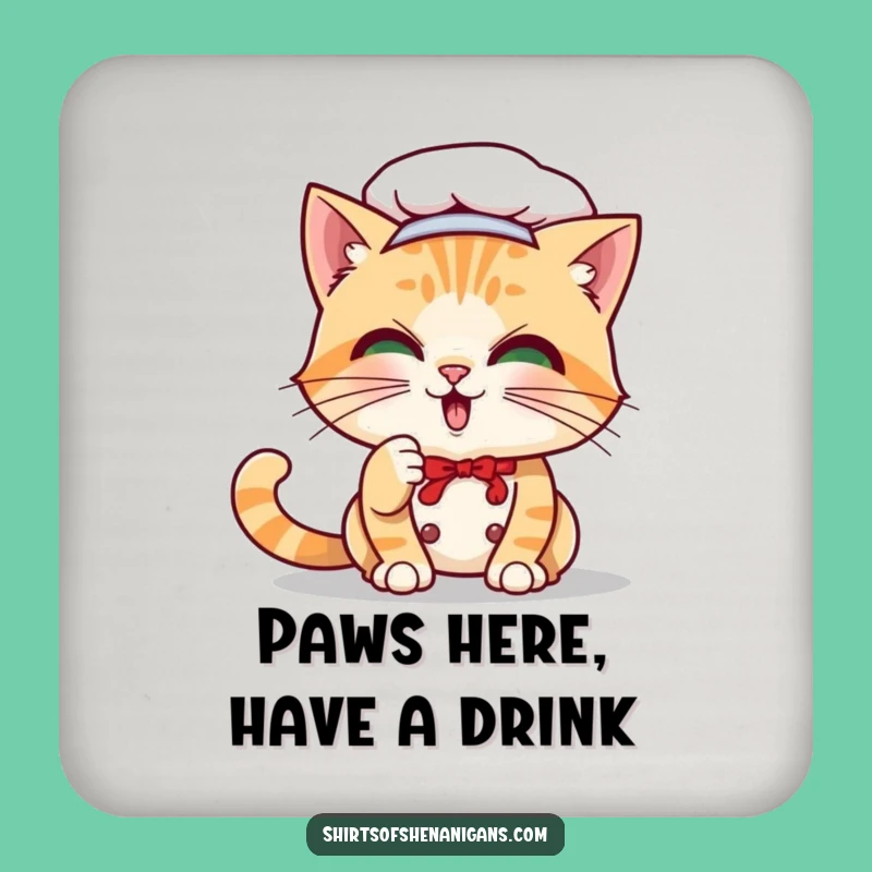 Funny Cat Chef Coaster: Playful Feline Surface Protection, Unique Funny Gift