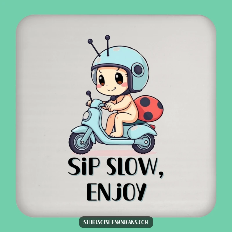 Funny Snail Scooter Coaster - Determined Racer & Tiny Helmet Table Gift