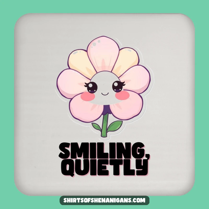 Funny Shy Flower Smile Coaster Set: Protect Surfaces with Cute Charm