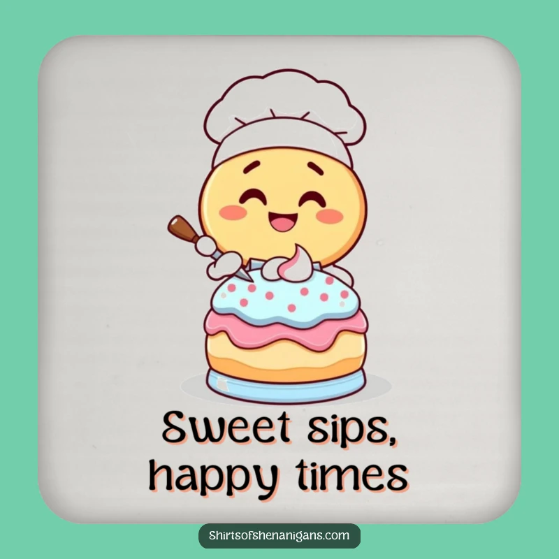 Funny Donut Chef Coaster: Giggling Baker Protecting Surfaces, Unique Funny Gift