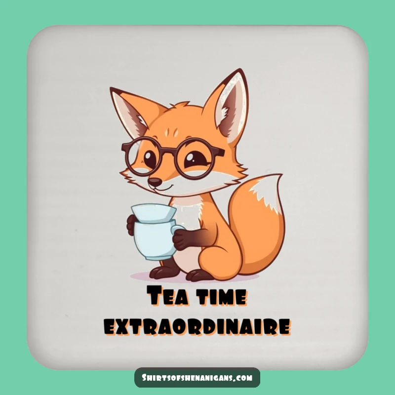 Funny Fox Monocle Coaster: Dramatic Tea Sipping Drink Gift