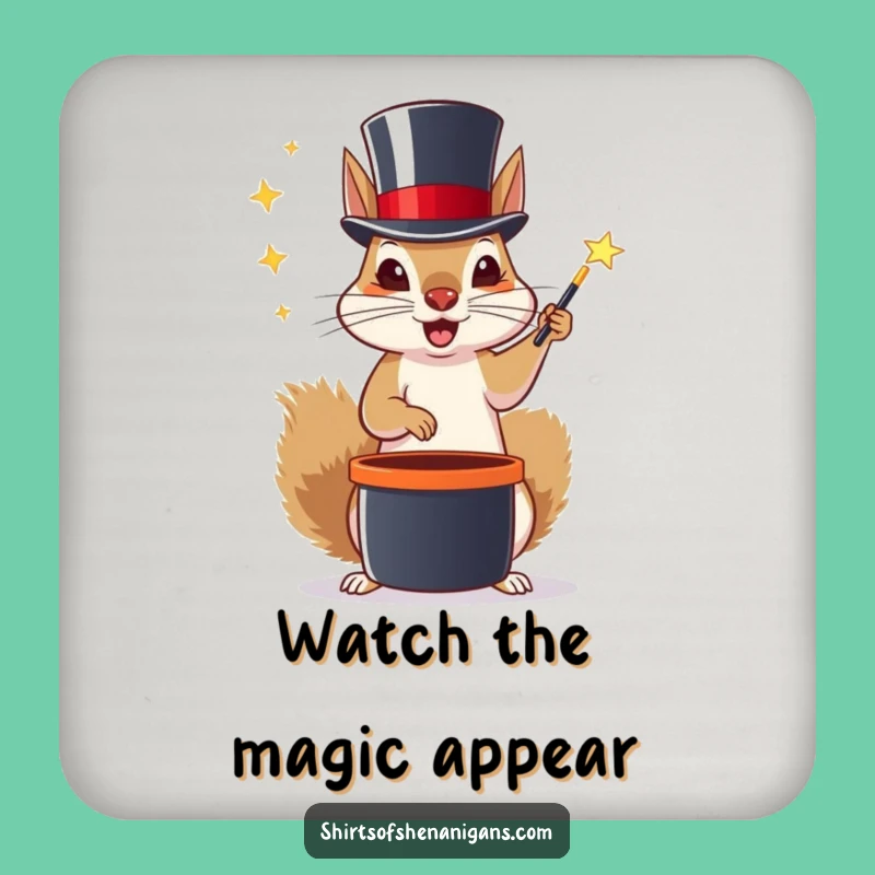 Mystical Funny Magic Squirrel Drink Coaster: Protect Surfaces with Enchantment!