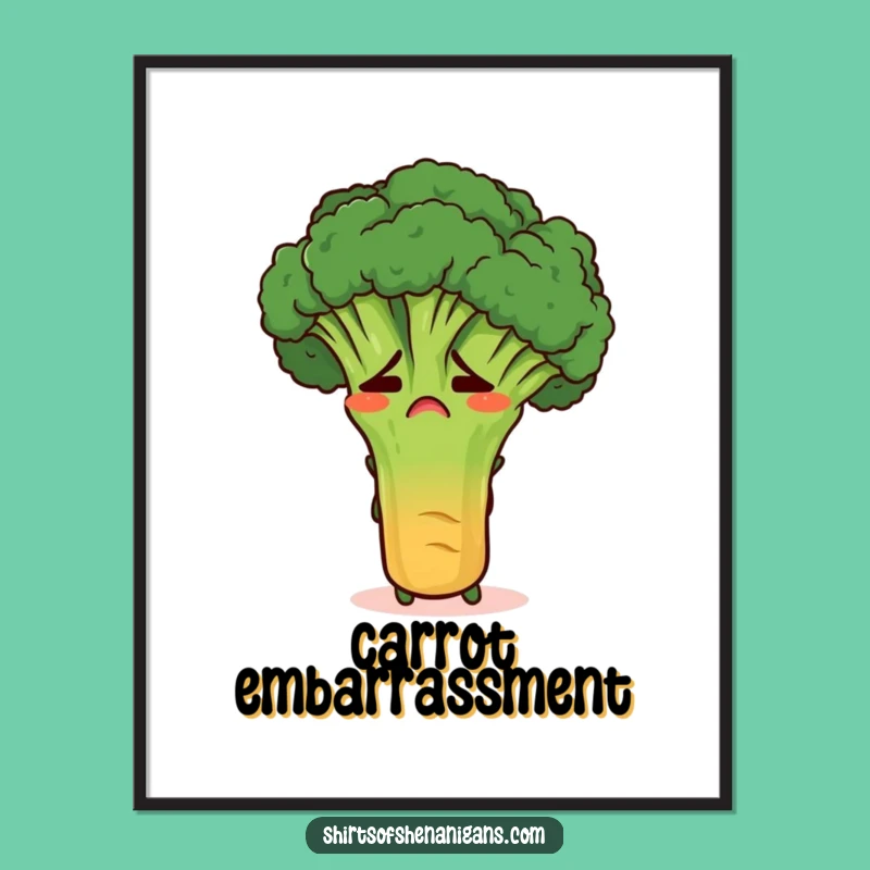 Funny Broccoli Poster: Embarrassed Veggie Art, Hilarious Kitchen Decor Gift Idea