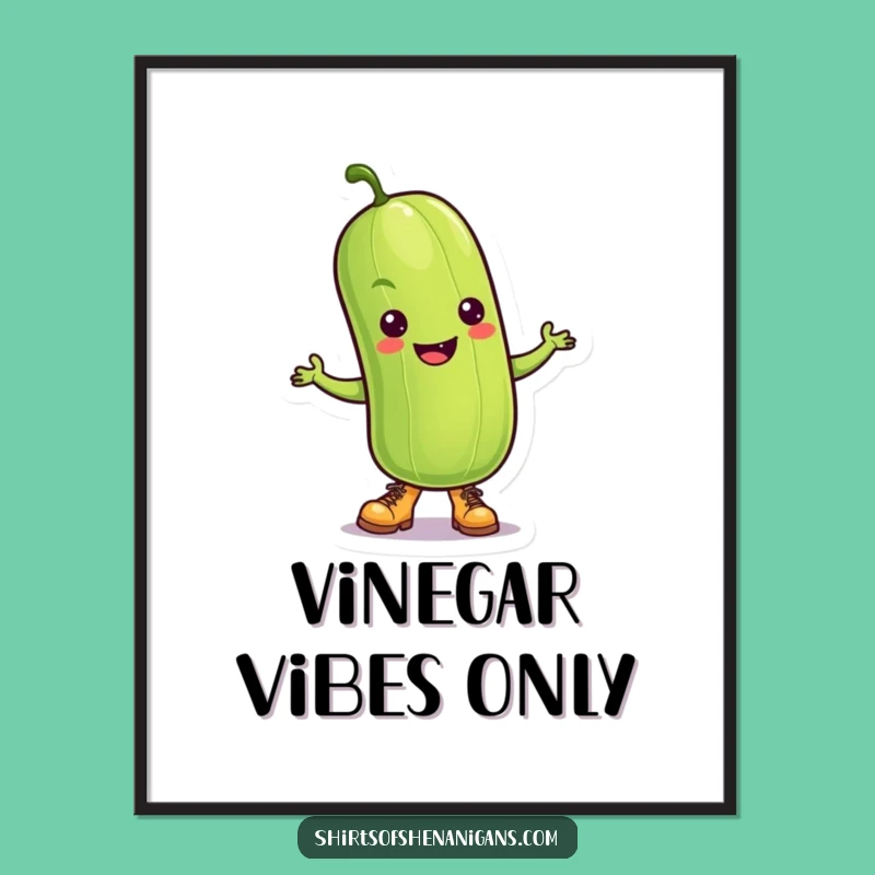Funny Dancing Pickle Art Poster: Tiny Boots Boogie, Hilarious Wall Decor Gift