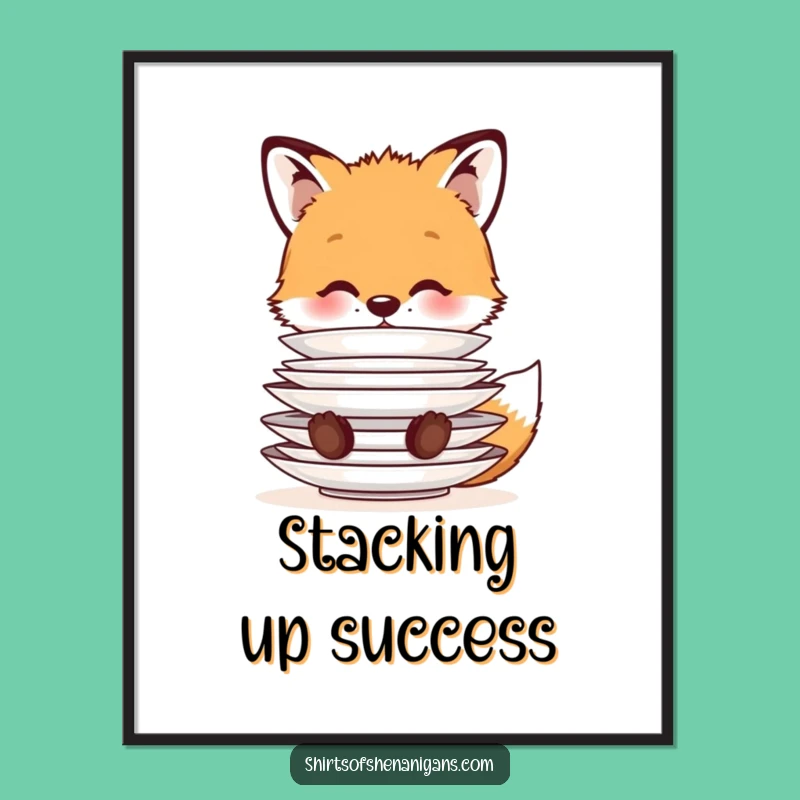 Funny Fox Poster: Cute Balancing Cub Art for Animal Lovers' Decor