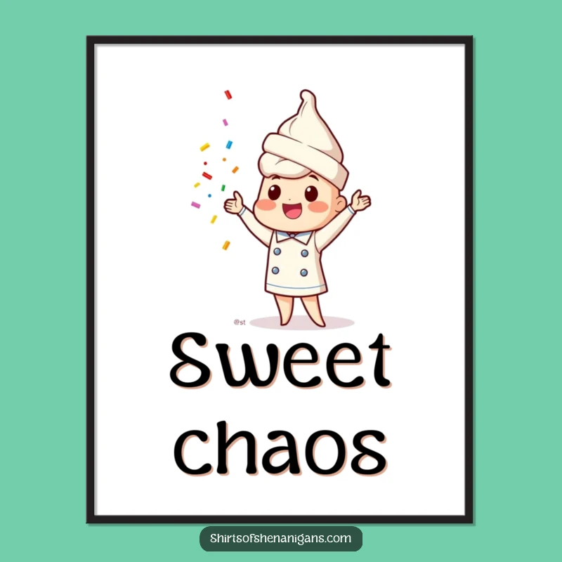 Funny Ice Cream Chef Poster - Juggling Sprinkles Wall Art Gift