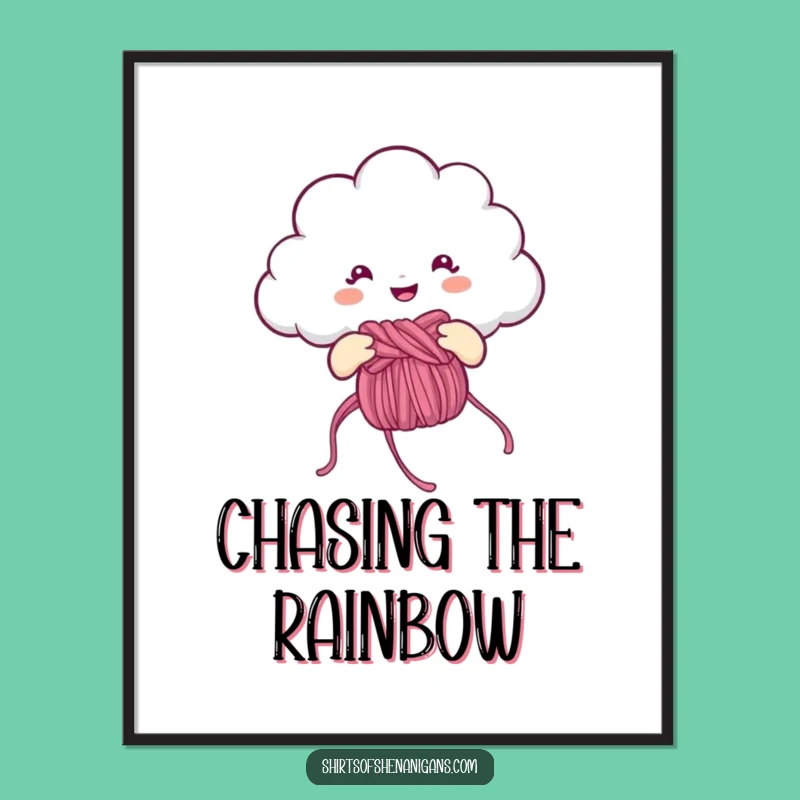 Funny Knitting Cloud Poster: Cheerful Art Print, Perfect Funny Gift for Crafters