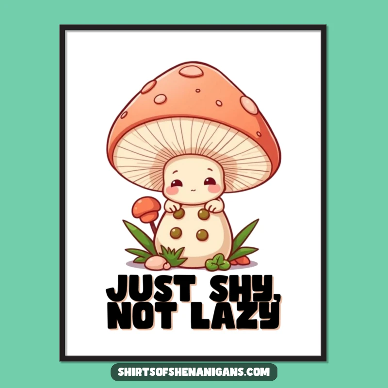 Funny Mushroom Chef Poster: Shy Baker Art, Perfect Wall Decor, Funny Gift