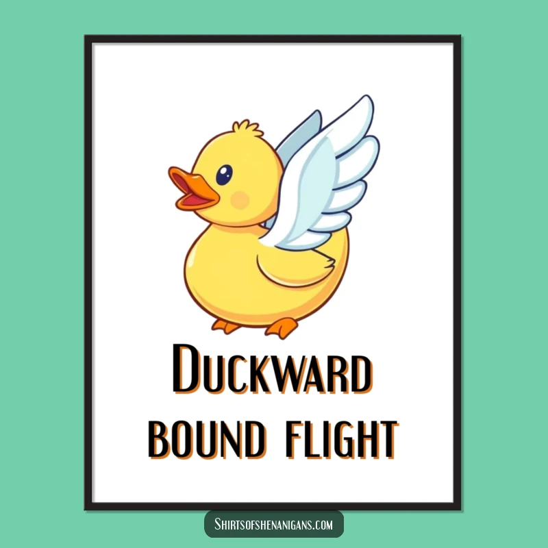 Funny Rubber Duck Flying Attempt Poster - Whimsical Wall Art Gift