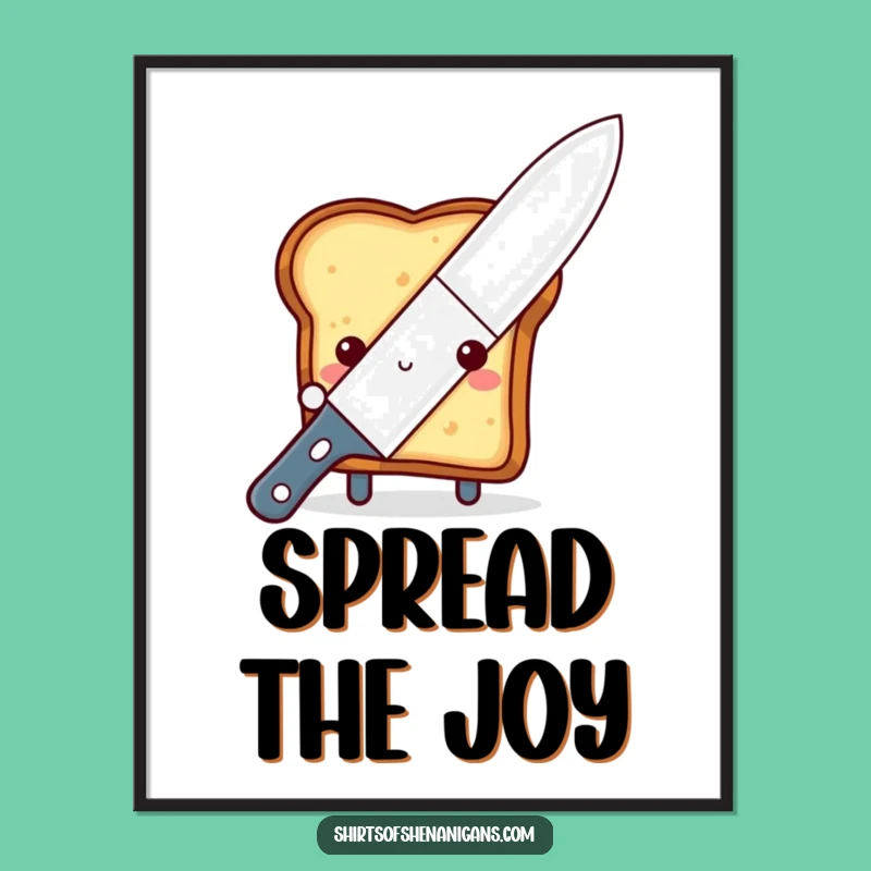 Funny Shy Toast Poster - Cute Peeking Foodie Art for Breakfast Nooks