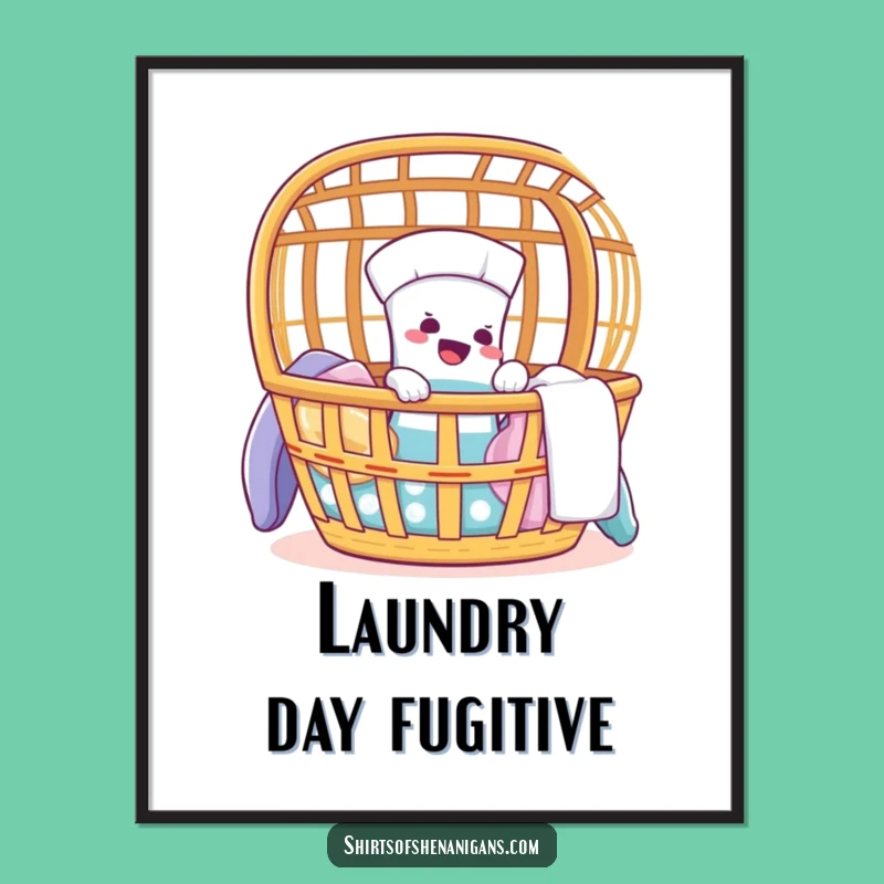 Funny Giggling Sock Poster: Whimsical laundry art, escape design, the perfect funny gift for walls.