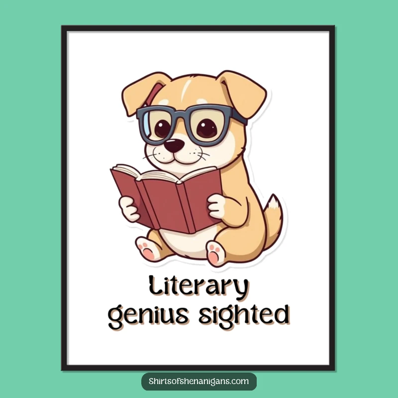 Funny Literary Dog Poster: Dramatic Reader for Wall Art Funny Gift