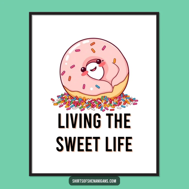 Funny Giggling Donut Poster: Sweet Art Print, Perfect Funny Gift for Foodies