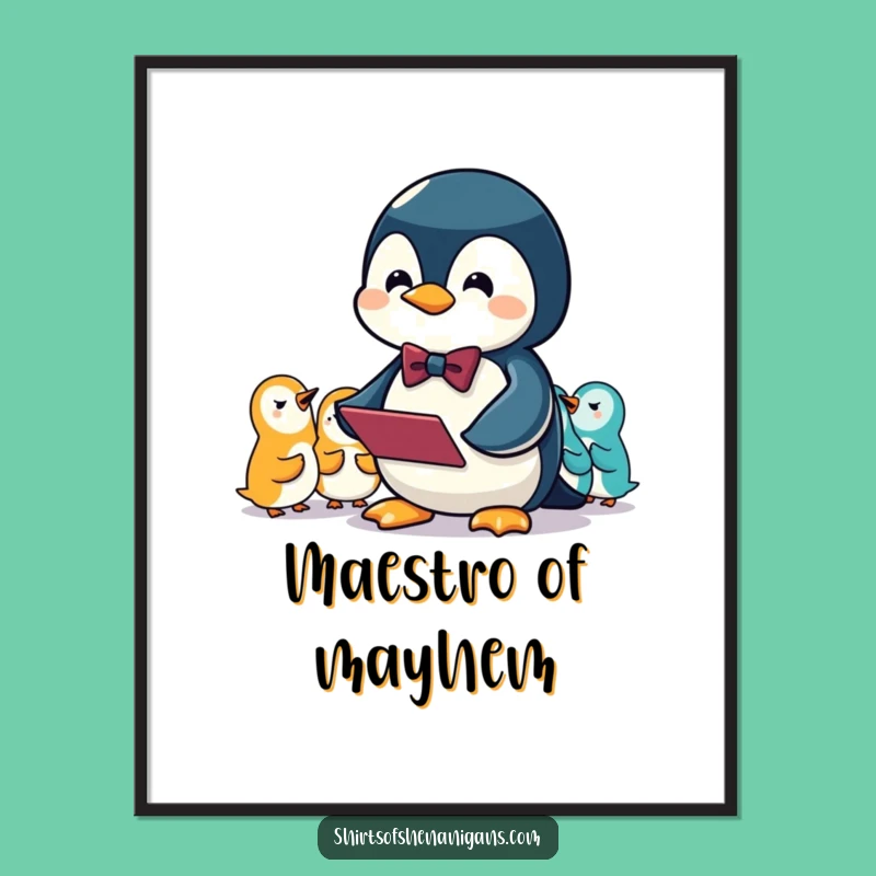 Funny Penguin Conductor Poster: Bring Squeaky Harmony to Your Walls!