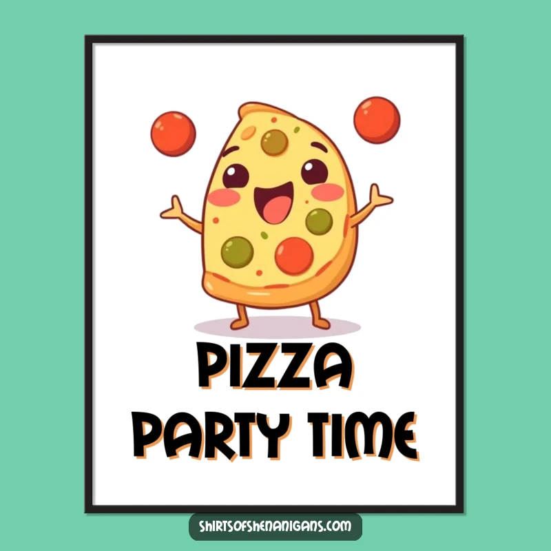 Funny Pizza Juggler Poster: Cheerful Food Art, Perfect Funny Gift for Pizza Enthusiasts