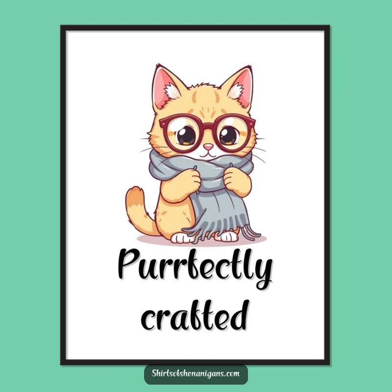 Funny Cat Knitting Poster: Giant Scarf Art for a Whimsical Room