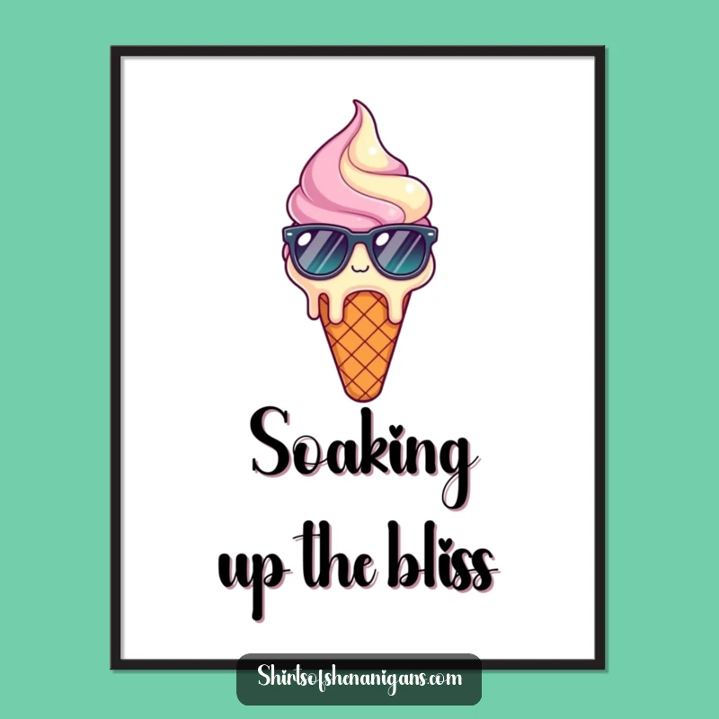 Funny Melting Ice Cream Poster: Stylish, relieving cone art, the perfect funny gift for any space.