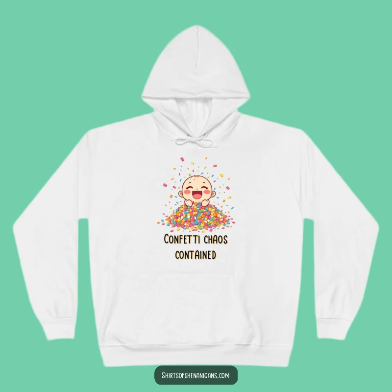 Cozy Funny Giggling Confetti Hoodie: Warm and Funny Gift for Celebration Enthusiasts